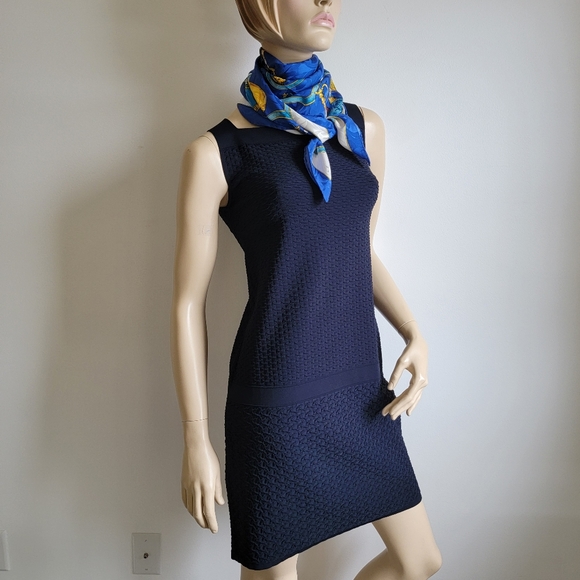 D. Exterior Textured Square Neck Dress - Picture 2 of 11